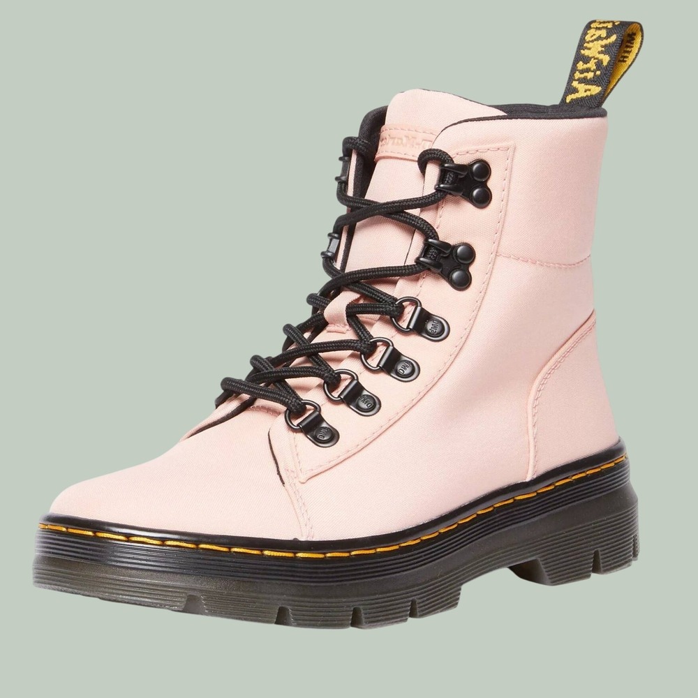 Dr. Martens Combs W Pink Suede Lace-Up Ankle Combat Boots Women's Size 7